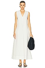 Toteme Fluid V Neck Dress in Off White, view 1, click to view large image.