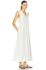 Toteme Fluid V Neck Dress in Off White, view 2, click to view large image.