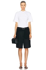 Toteme Straight Tailored Shorts in Black, view 5, click to view large image.