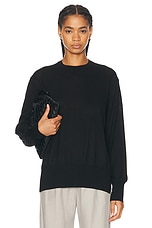 Toteme Crewneck Silk Cashmere Knit Sweater in Black, view 1, click to view large image.
