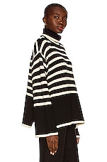 Toteme Signature Stripe Turtleneck Sweater in Black Stripe, view 2, click to view large image.
