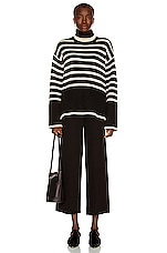Toteme Signature Stripe Turtleneck Sweater in Black Stripe, view 4, click to view large image.
