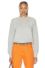 Toteme Crewneck Cotton Sweatshirt in Grey Melange, view 1, click to view large image.