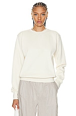Toteme Crewneck Cotton Sweatshirt in Off White, view 1, click to view large image.