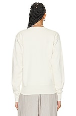 Toteme Crewneck Cotton Sweatshirt in Off White, view 3, click to view large image.