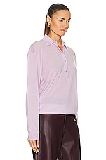 Toteme Merino Wool Polo Knit Top in Lilac, view 2, click to view large image.