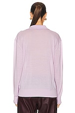 Toteme Merino Wool Polo Knit Top in Lilac, view 3, click to view large image.