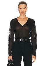 Toteme Semi Sheer Viscose Knit Sweater in Black, view 1, click to view large image.