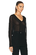 Toteme Semi Sheer Viscose Knit Sweater in Black, view 2, click to view large image.