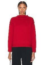 Toteme Wool Guernsey Knit Sweater in Red, view 1, click to view large image.