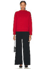 Toteme Wool Guernsey Knit Sweater in Red, view 4, click to view large image.