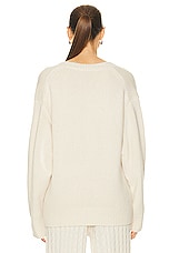 Toteme V Neck Wool Cashmere Knit Sweater in Snow, view 3, click to view large image.