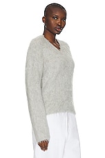 Toteme Petite Alpaca Blend Knit Sweater in Light Grey Melange, view 2, click to view large image.