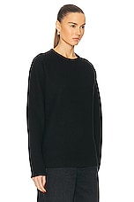 Toteme Crew Neck Wool Knit Sweater in Black, view 2, click to view large image.