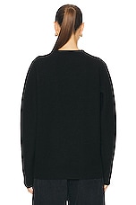 Toteme Crew Neck Wool Knit Sweater in Black, view 3, click to view large image.