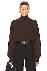 Toteme Cashmere Turtleneck Sweater in Dark Brown, view 1, click to view large image.