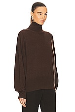 Toteme Cashmere Turtleneck Sweater in Dark Brown, view 2, click to view large image.