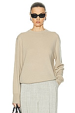 Toteme Crewneck Cashmere Knit Sweater in Fawn, view 1, click to view large image.