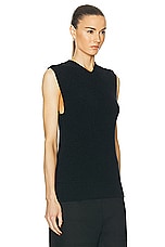 Toteme Sleeveless Terry Knit Vest in Black, view 2, click to view large image.