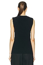 Toteme Sleeveless Terry Knit Vest in Black, view 3, click to view large image.