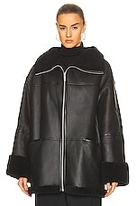 Toteme Signature Shearling Jacket in Black, view 2, click to view large image.