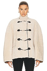 Toteme Teddy Shearling Clasp Jacket in Off White, view 1, click to view large image.