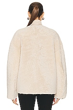 Toteme Teddy Shearling Clasp Jacket in Off White, view 3, click to view large image.