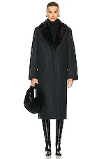 Toteme Shearling Collar Coat in Charcoal Melange, view 1, click to view large image.