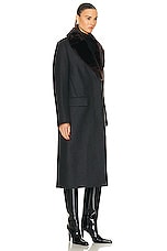 Toteme Shearling Collar Coat in Charcoal Melange, view 2, click to view large image.
