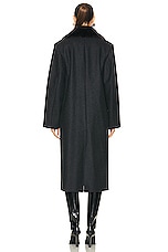 Toteme Shearling Collar Coat in Charcoal Melange, view 3, click to view large image.