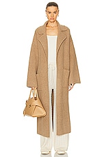 Toteme Rib Knit Cardi Coat in Biscuit, view 1, click to view large image.