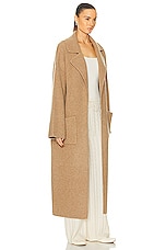 Toteme Rib Knit Cardi Coat in Biscuit, view 2, click to view large image.