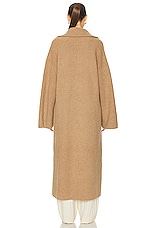 Toteme Rib Knit Cardi Coat in Biscuit, view 3, click to view large image.