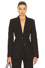 Toteme Cinched Waist Moleskin Blazer in Espresso, view 1, click to view large image.