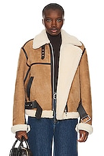 Toteme Shearling Aviator Jacket in Dark Biscuit, view 1, click to view large image.