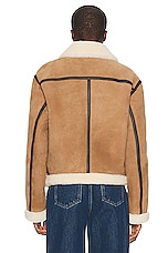 Toteme Shearling Aviator Jacket in Dark Biscuit, view 4, click to view large image.