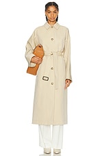 Toteme Tumbled Cotton Silk Trench Coat in Sand, view 1, click to view large image.