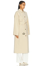 Toteme Tumbled Cotton Silk Trench Coat in Sand, view 2, click to view large image.