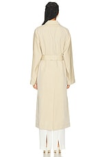 Toteme Tumbled Cotton Silk Trench Coat in Sand, view 3, click to view large image.