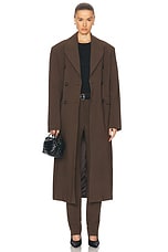 Toteme Broad Midi Coat in Bark, view 1, click to view large image.