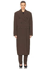 Toteme Broad Midi Coat in Bark, view 2, click to view large image.