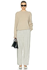 Toteme Double Pleated Tailored Trouser in Oat Melange, view 4, click to view large image.