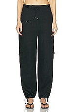 Toteme Cotton Cargo Trouser in Black, view 2, click to view large image.