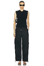 Toteme Cotton Cargo Trouser in Black, view 6, click to view large image.