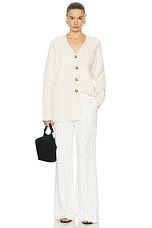 Toteme Relaxed Straight Trouser in White, view 4, click to view large image.