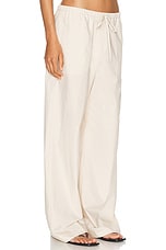 Toteme Cotton Drawstring Trousers in Stone, view 2, click to view large image.