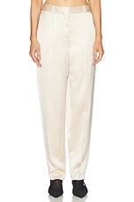 Toteme Low Waist Satin Trouser in Ecru, view 1, click to view large image.