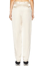 Toteme Low Waist Satin Trouser in Ecru, view 4, click to view large image.