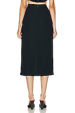 Toteme Front Split Satin Midi Skirt in Navy, view 3, click to view large image.