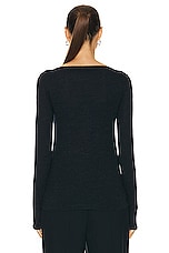 Toteme Long Sleeve Boat Neck Top in Navy Melange, view 3, click to view large image.